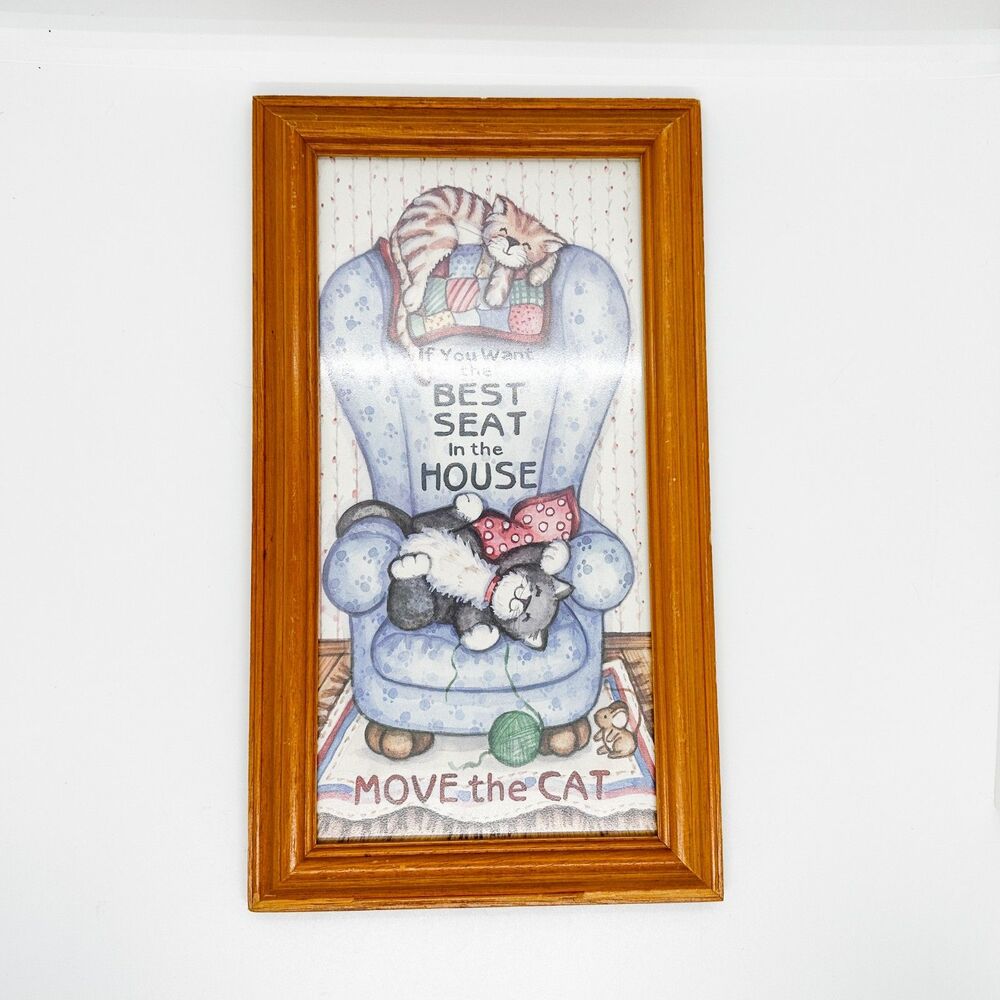 Vintage Figi Graphics Framed Cats Print Best Seat Art